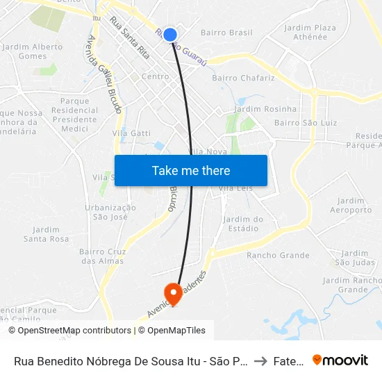 Rua Benedito Nóbrega De Sousa Itu - São Paulo 13302 Brasil to Fatec Itu map