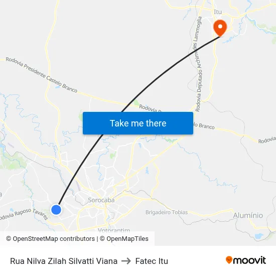 Rua Nilva Zilah Silvatti Viana to Fatec Itu map