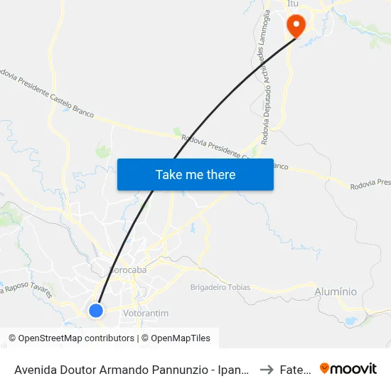 Avenida Doutor Armando Pannunzio - Ipanema Areia E Pedra to Fatec Itu map