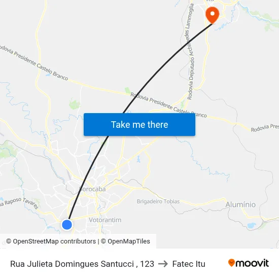 Rua Julieta Domingues Santucci , 123 to Fatec Itu map