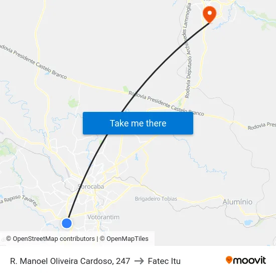 R. Manoel Oliveira Cardoso, 247 to Fatec Itu map
