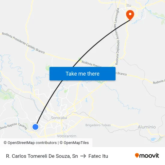 R. Carlos Tomereli De Souza, Sn to Fatec Itu map