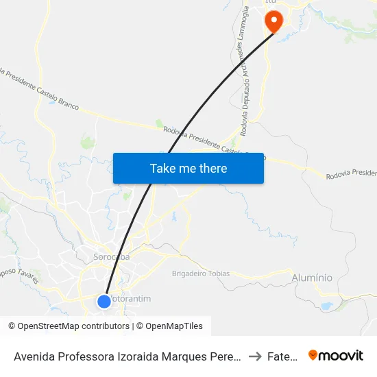 Avenida Professora Izoraida Marques Peres - Tok & Stok to Fatec Itu map