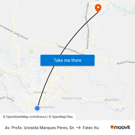 Av. Profa. Izoraida Marques Peres, Sn to Fatec Itu map