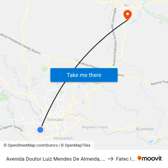 Avenida Doutor Luiz Mendes De Almeida, 429 to Fatec Itu map