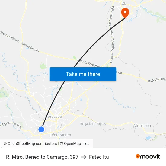R. Mtro. Benedito Camargo, 397 to Fatec Itu map