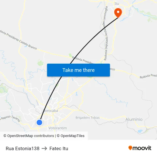 Rua Estonia138 to Fatec Itu map
