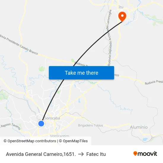 Avenida General Carneiro,1651. to Fatec Itu map