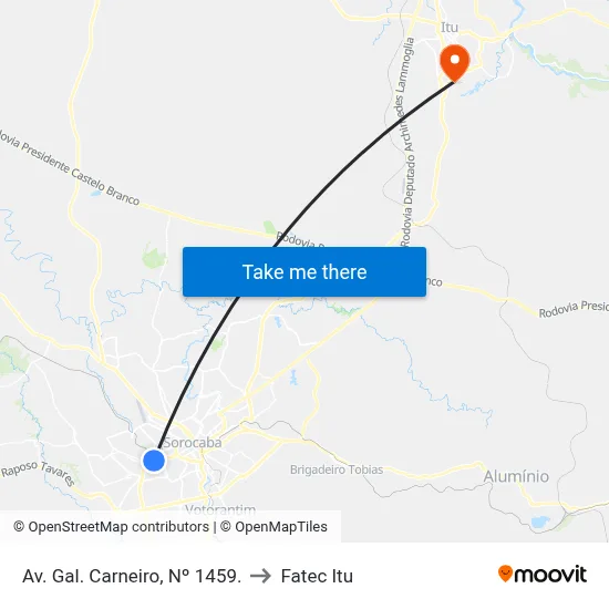 Av. Gal. Carneiro, Nº 1459. to Fatec Itu map