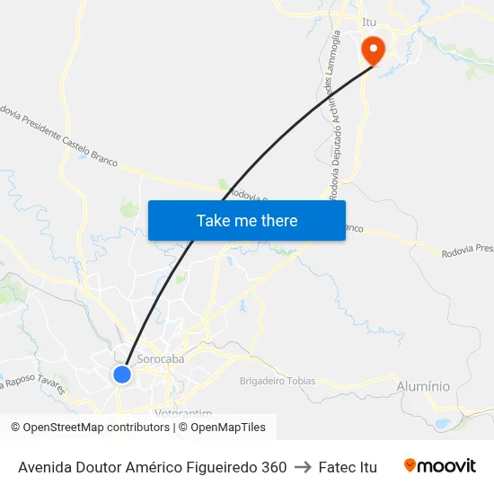 Avenida Doutor Américo Figueiredo 360 to Fatec Itu map