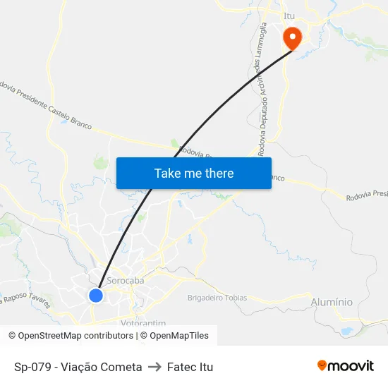 Sp-079 - Viação Cometa to Fatec Itu map