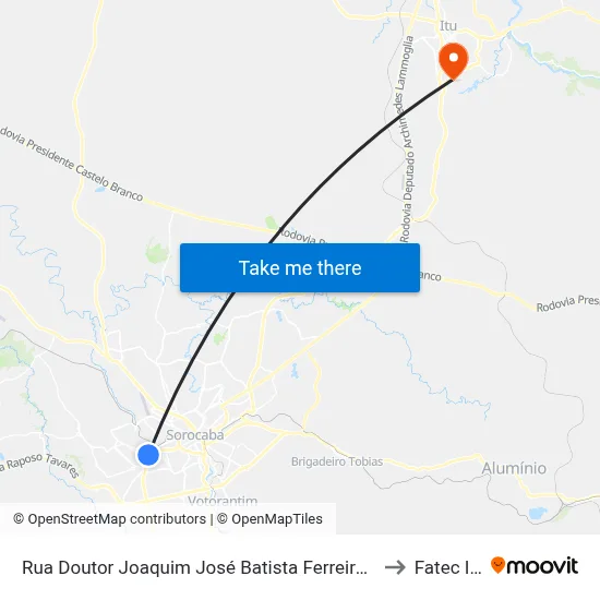 Rua Doutor Joaquim José Batista Ferreira, Sn to Fatec Itu map