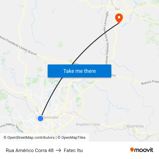 Rua Américo Corra 48 to Fatec Itu map