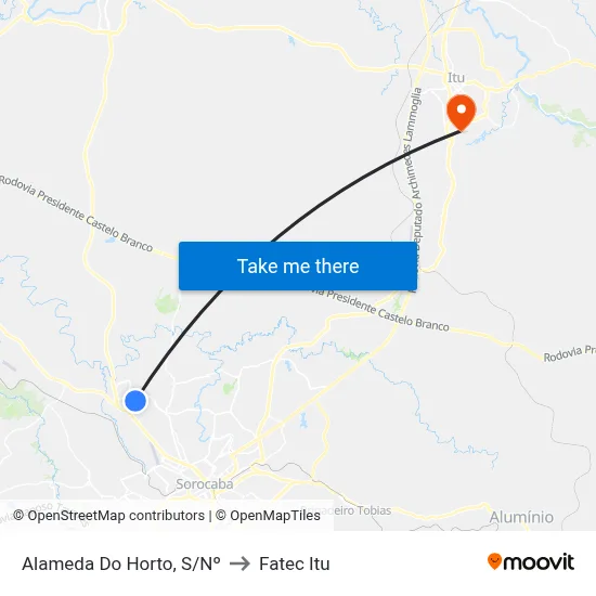 Alameda  Do Horto, S/Nº to Fatec Itu map
