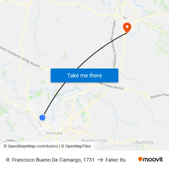 R. Francisco Bueno De Camargo, 1731 to Fatec Itu map