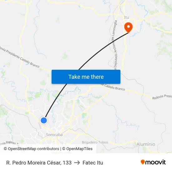 R. Pedro Moreira César, 133 to Fatec Itu map