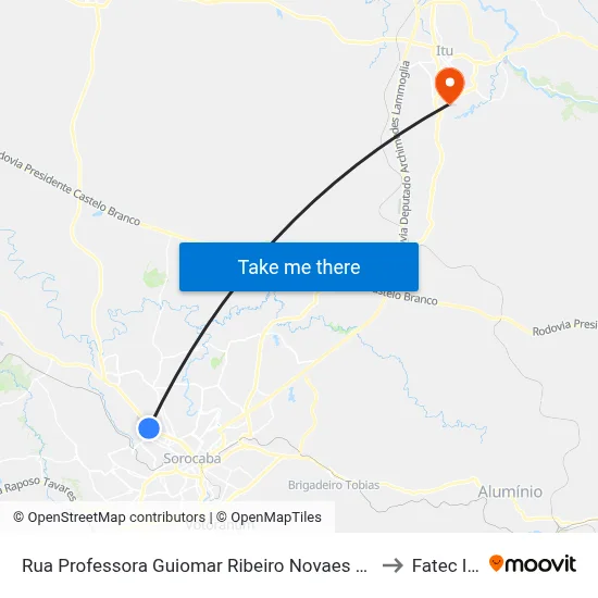 Rua Professora Guiomar Ribeiro Novaes 285 to Fatec Itu map