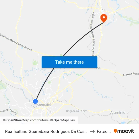 Rua Isaltino Guanabara Rodrigues Da Costa, 730 to Fatec Itu map