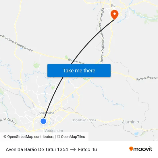 Avenida Barão De Tatuí 1354 to Fatec Itu map