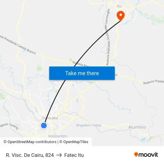 R. Visc. De Cairu, 824 to Fatec Itu map
