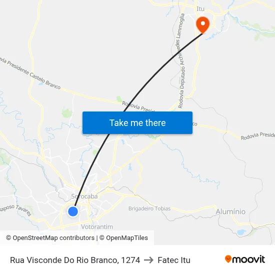 Rua Visconde Do Rio Branco, 1274 to Fatec Itu map