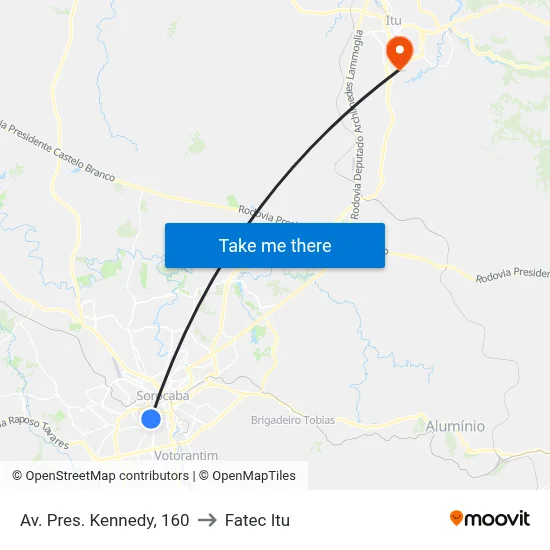 Av. Pres. Kennedy, 160 to Fatec Itu map