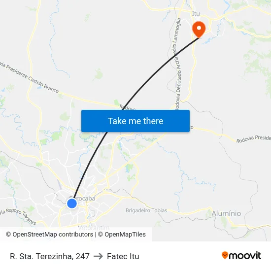 R. Sta. Terezinha, 247 to Fatec Itu map