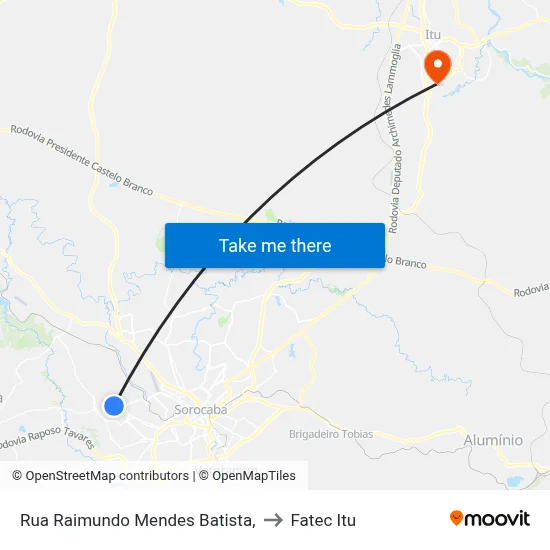 Rua  Raimundo Mendes Batista, to Fatec Itu map