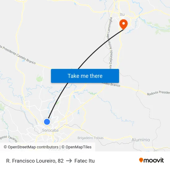 R. Francisco Loureiro, 82 to Fatec Itu map