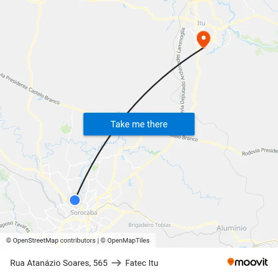 Rua Atanázio Soares, 565 to Fatec Itu map