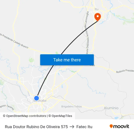 Rua Doutor Rubino De Oliveira 575 to Fatec Itu map