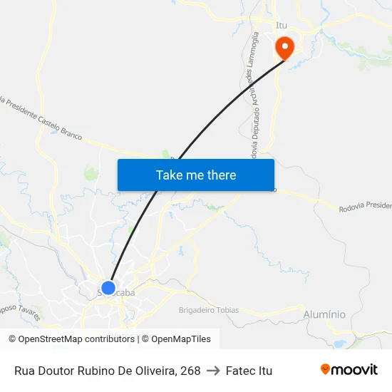 Rua Doutor Rubino De Oliveira, 268 to Fatec Itu map