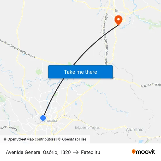 Avenida General Osório, 1320 to Fatec Itu map