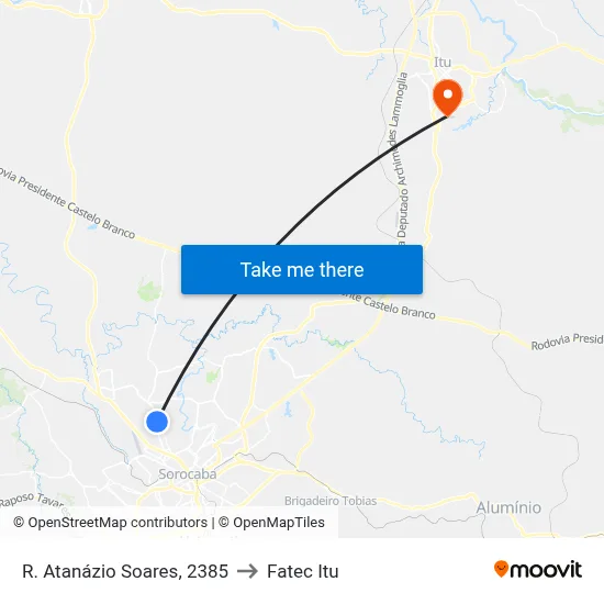 R. Atanázio Soares, 2385 to Fatec Itu map