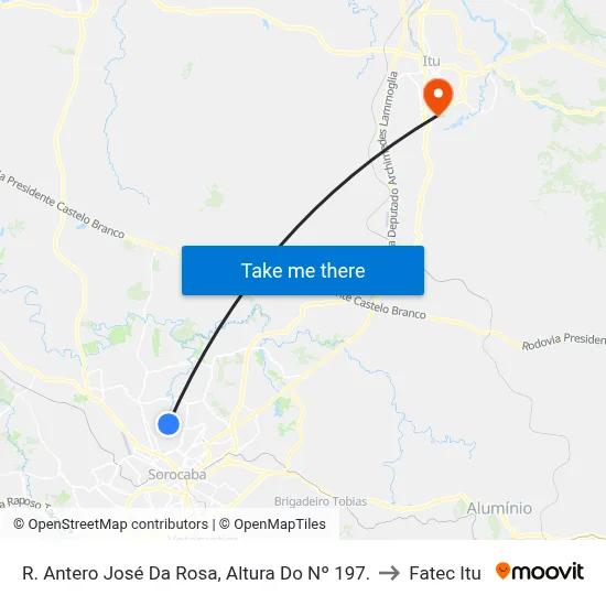 R. Antero José Da Rosa, Altura Do Nº 197. to Fatec Itu map