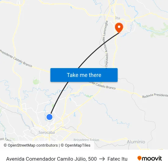 Avenida Comendador Camilo Júlio, 500 to Fatec Itu map