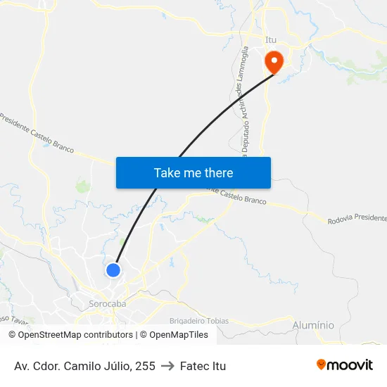 Av. Cdor. Camilo Júlio, 255 to Fatec Itu map