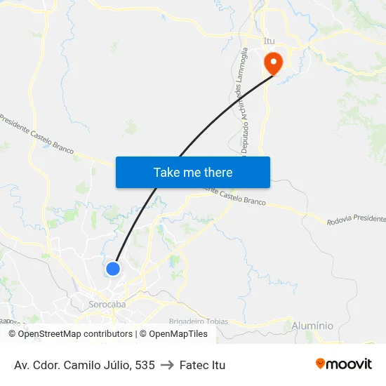 Av. Cdor. Camilo Júlio, 535 to Fatec Itu map