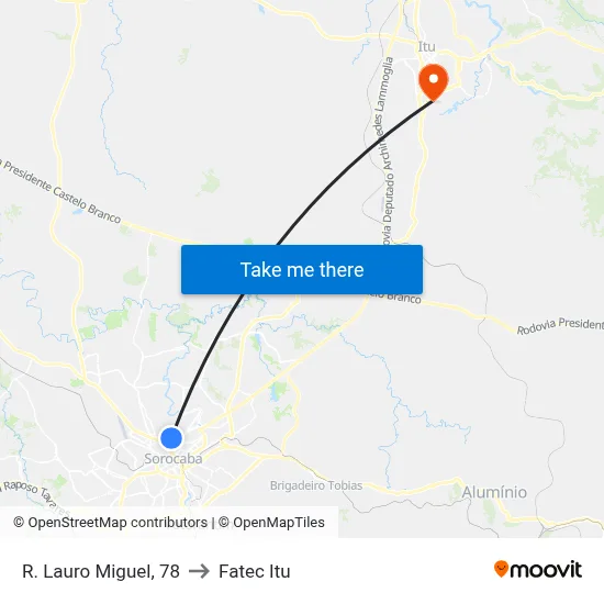 R. Lauro Miguel, 78 to Fatec Itu map