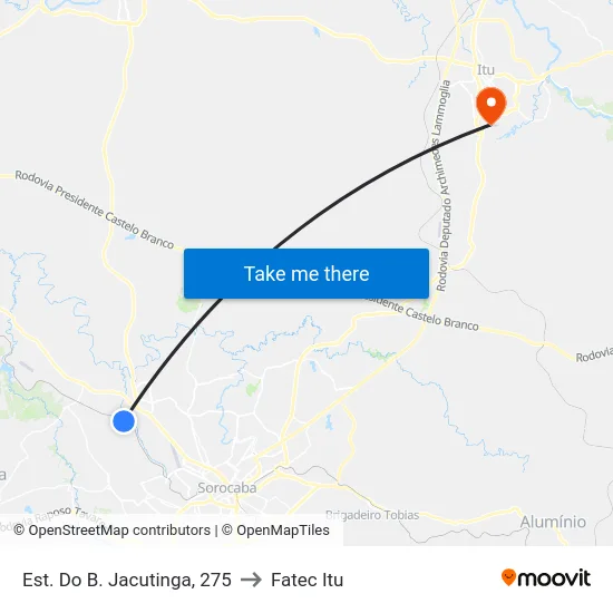 Est. Do B. Jacutinga, 275 to Fatec Itu map