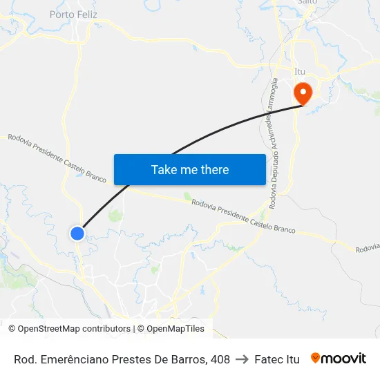 Rod. Emerênciano Prestes De Barros, 408 to Fatec Itu map