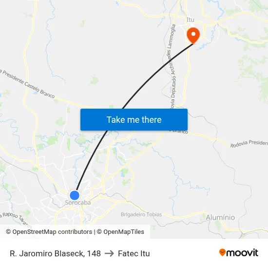 R. Jaromiro Blaseck, 148 to Fatec Itu map