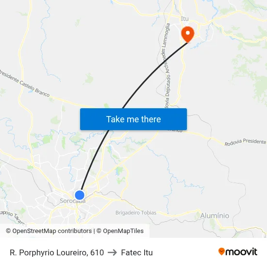 R. Porphyrio Loureiro, 610 to Fatec Itu map