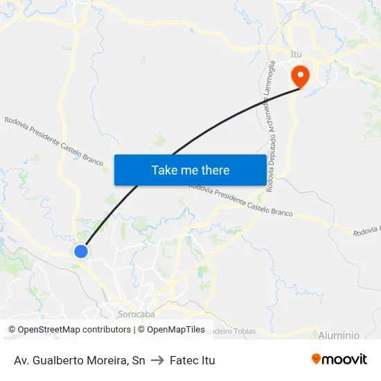 Av. Gualberto Moreira, Sn to Fatec Itu map