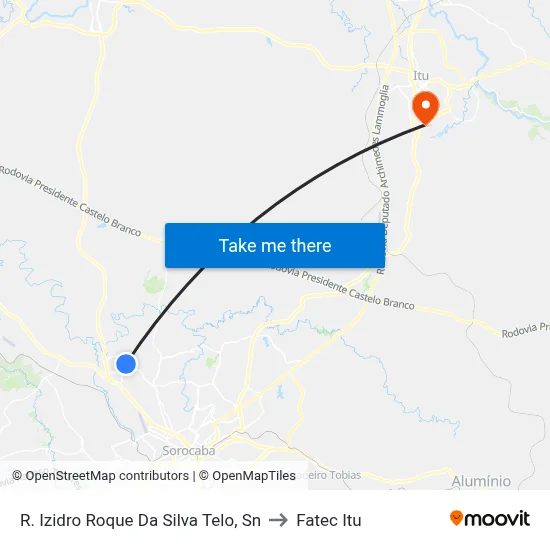 R. Izidro Roque Da Silva Telo, Sn to Fatec Itu map
