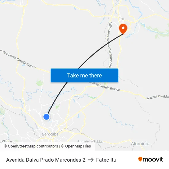 Avenida Dalva Prado Marcondes 2 to Fatec Itu map