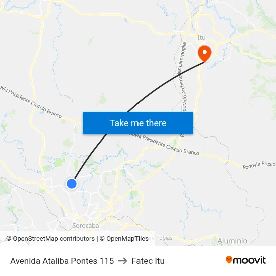 Avenida Ataliba Pontes 115 to Fatec Itu map