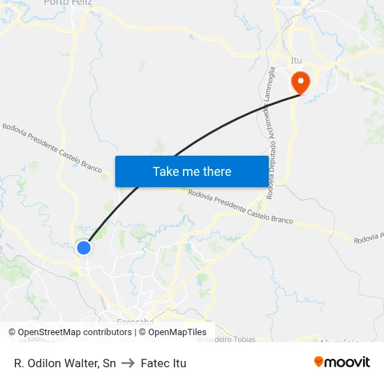 R. Odilon Walter, Sn to Fatec Itu map