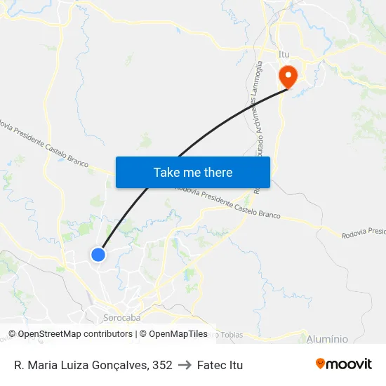 R. Maria Luiza Gonçalves, 352 to Fatec Itu map