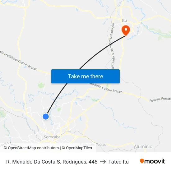 R. Menaldo Da Costa S. Rodrigues, 445 to Fatec Itu map